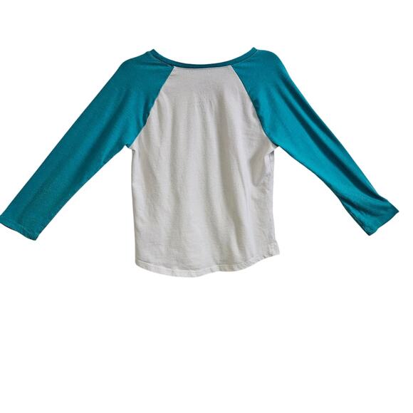 Jumping Beans X Disney Girls 4T Frozen Raglan Baseball Tee White Blue Ana Elsa - Picture 3 of 5